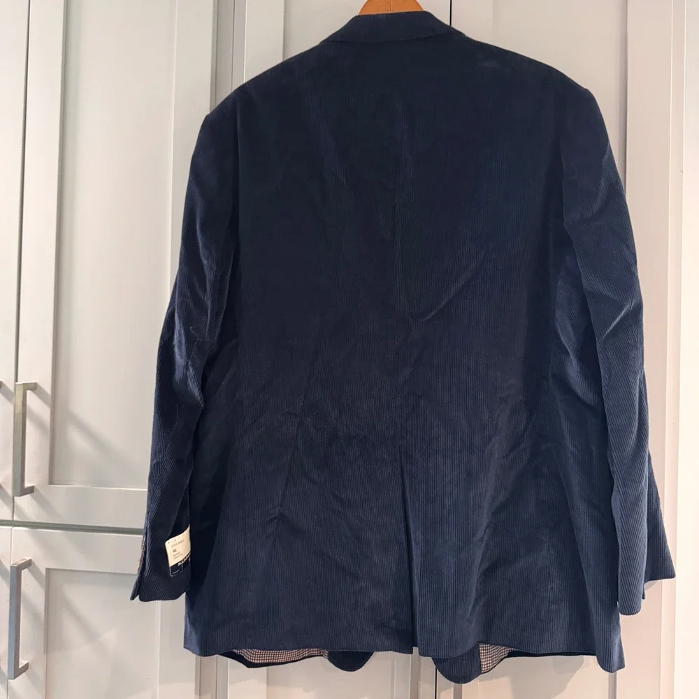 NWT Saddlebred Mens Teal Blue Corduroy Blazer Sport Coat Jacket 48L